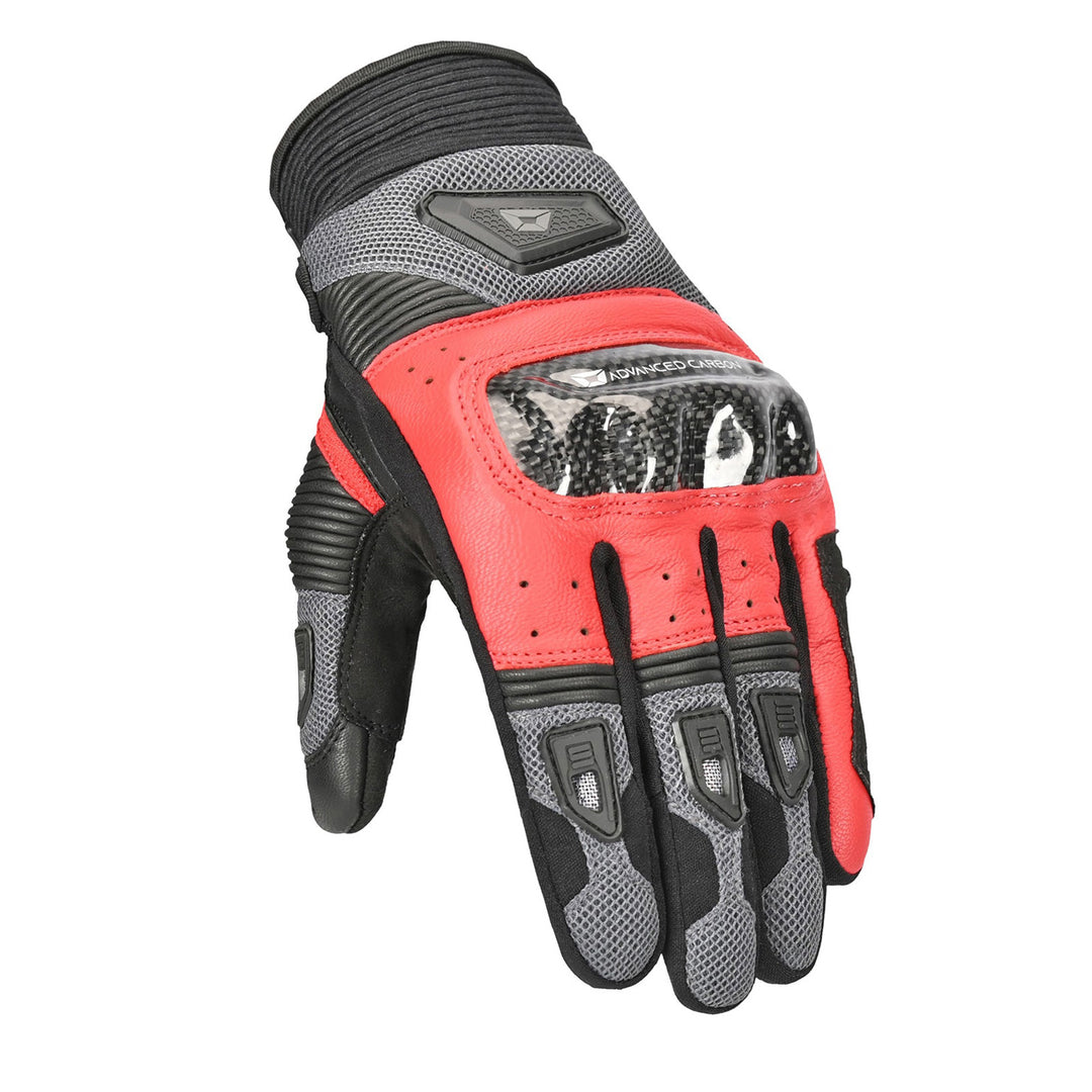 Cortech Apex Air Gloves Red - Angled Back of Hand View