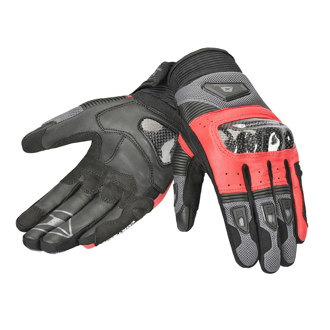 Cortech Apex Air Gloves Red - Back of Hand and Palm Views of Pair