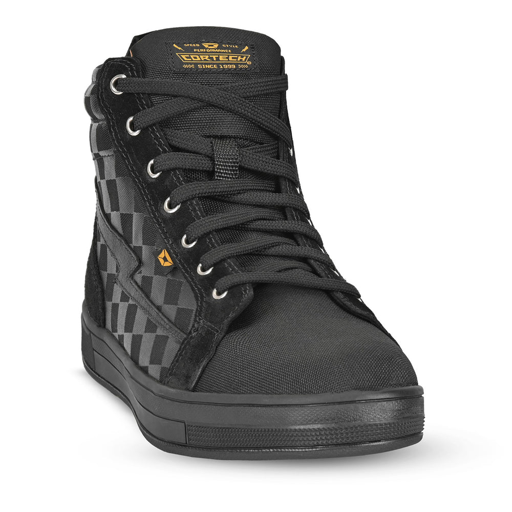 Cortech Men's Slayer Canvas Check Riding Shoes Black - Front View