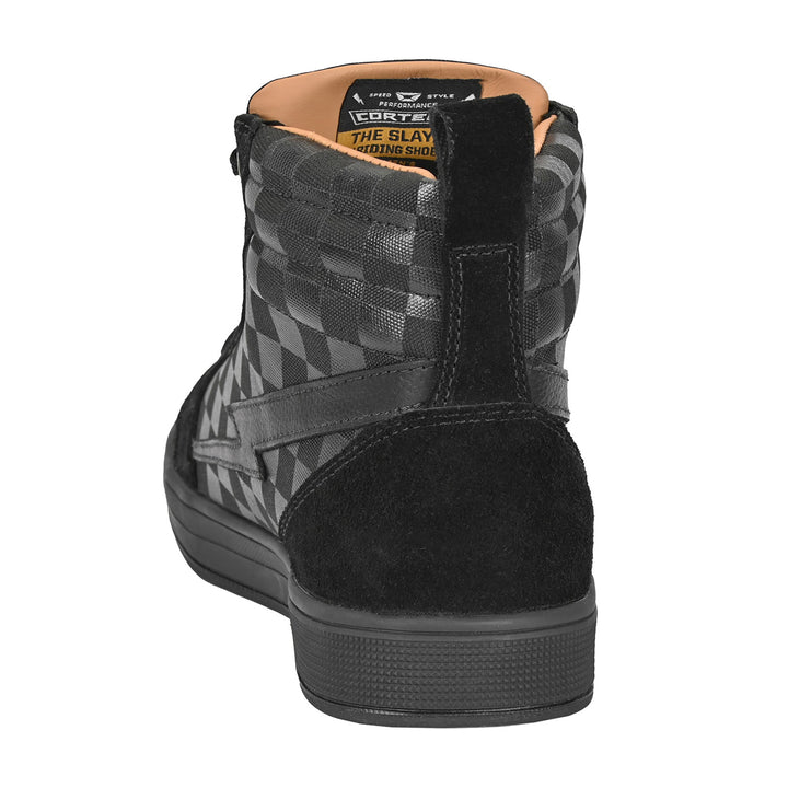 Cortech Men's Slayer Canvas Check Riding Shoes Black - Rear View