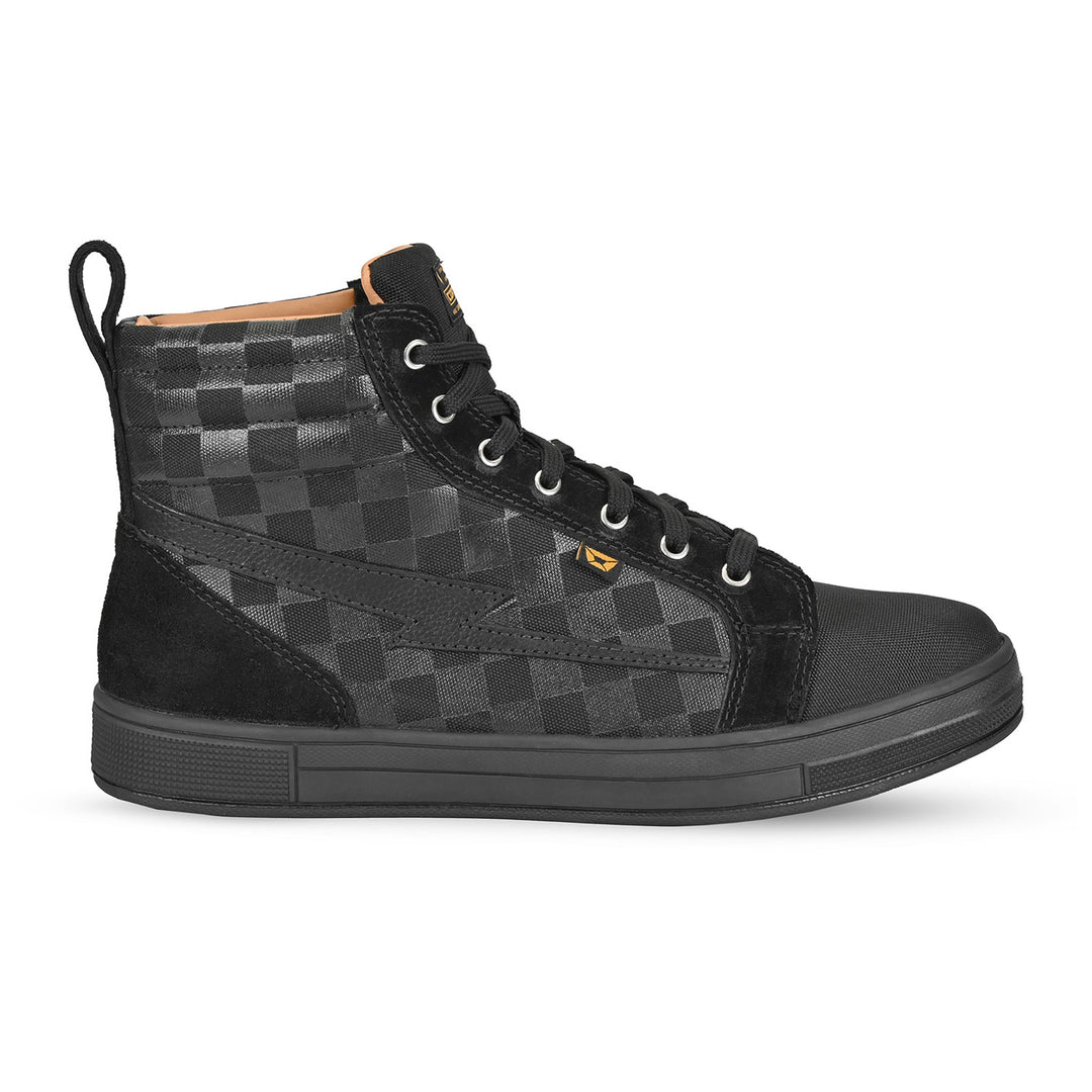 Cortech Men's Slayer Canvas Check Riding Shoes Black - Outer Side View