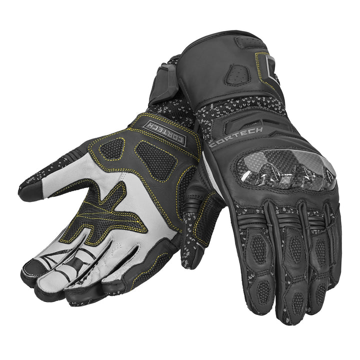 Cortech Revo RR V2 Gloves Black - Back of Hand and Palm Views of Pair