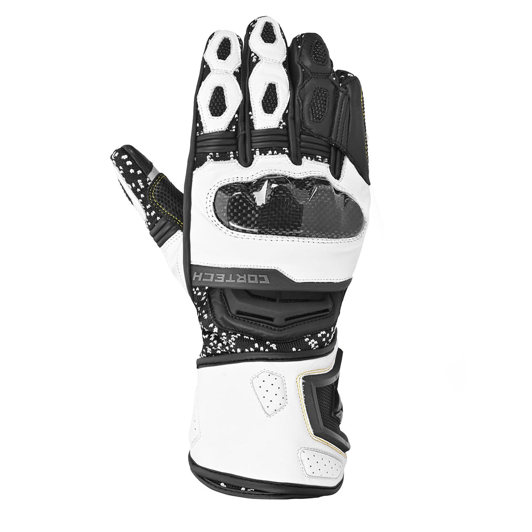 Cortech Revo RR V2 Gloves Black/White - Back of Hand View