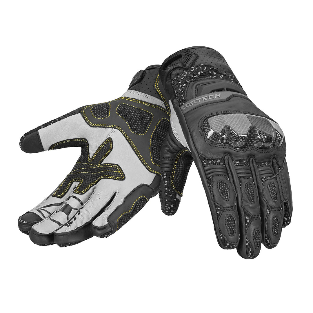 Cortech Revo ST V2 Gloves Black - Back of Hand and Palm Views of Pair