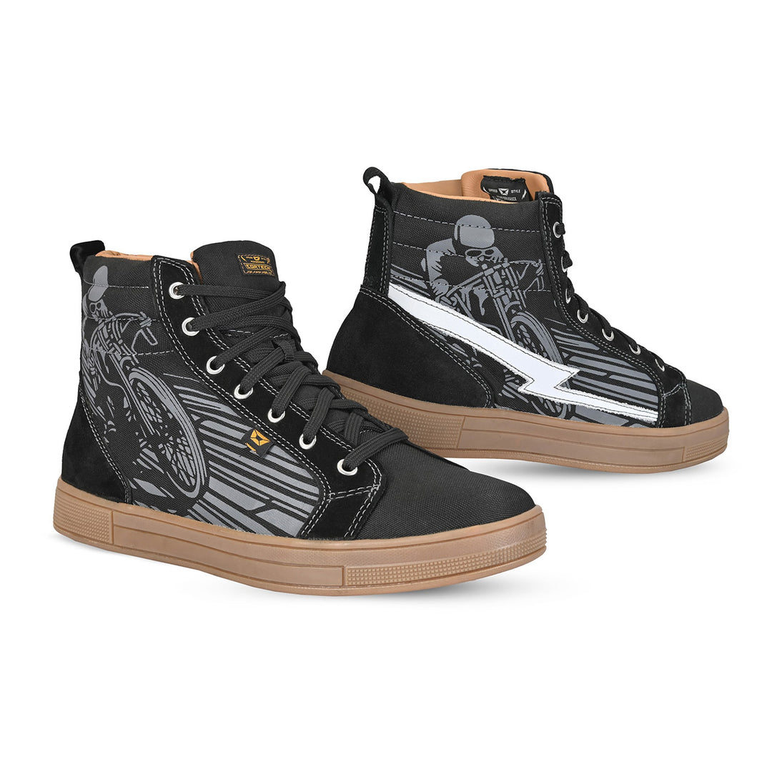 Cortech Slayer Limited Edition Boardtrack Riding Shoes Black/Grey - Side View of Pair