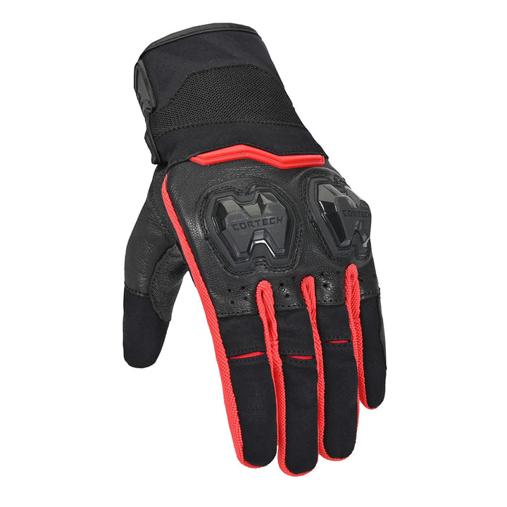 Cortech Sport Lite Gloves Black/Red - Angled Back of Hand View