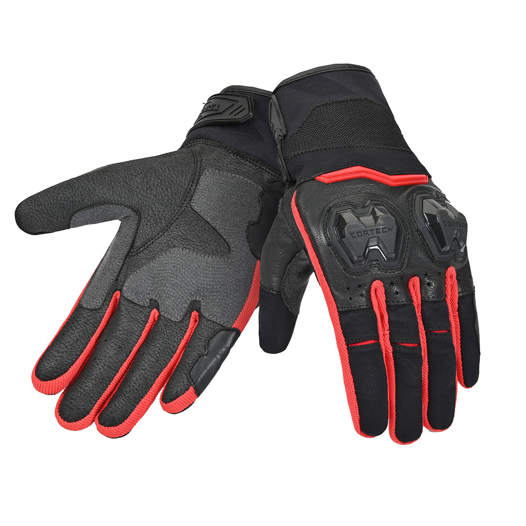 Cortech Sport Lite Gloves Black/Red - Back of Hand and Palm Views of Pair