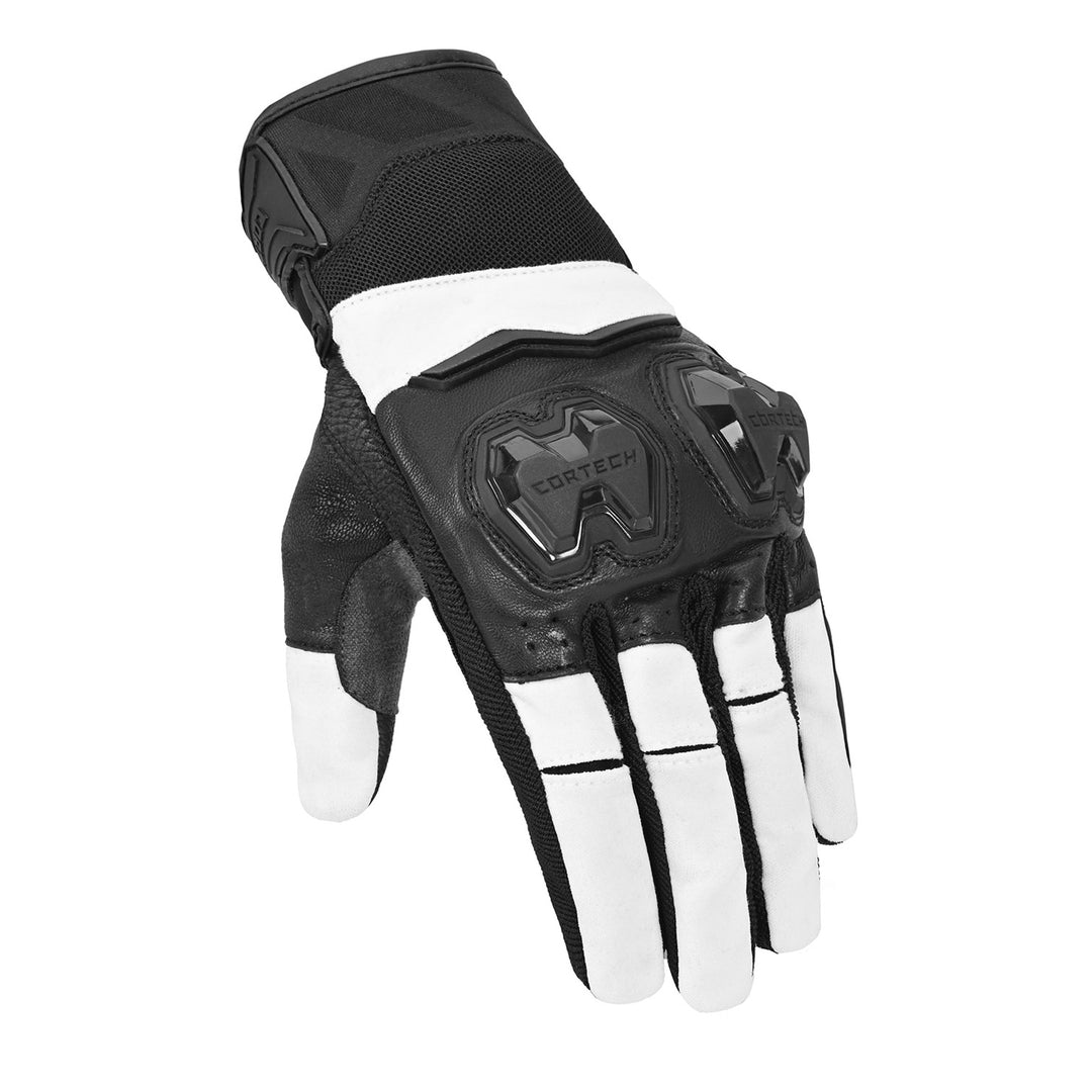 Cortech Sport Lite Gloves White/Black - Angled Back of Hand View