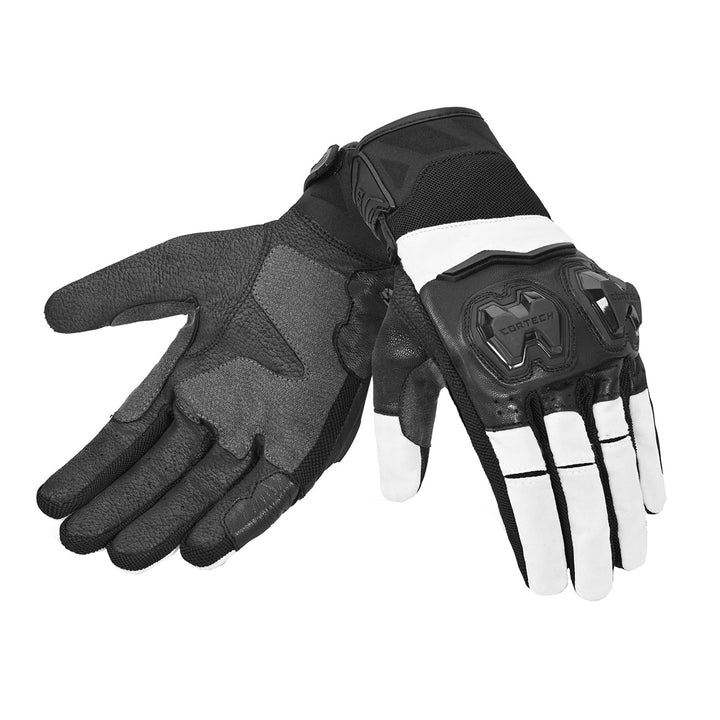 Cortech Sport Lite Gloves White/Black - Back of Hand and Palm Views of Pair