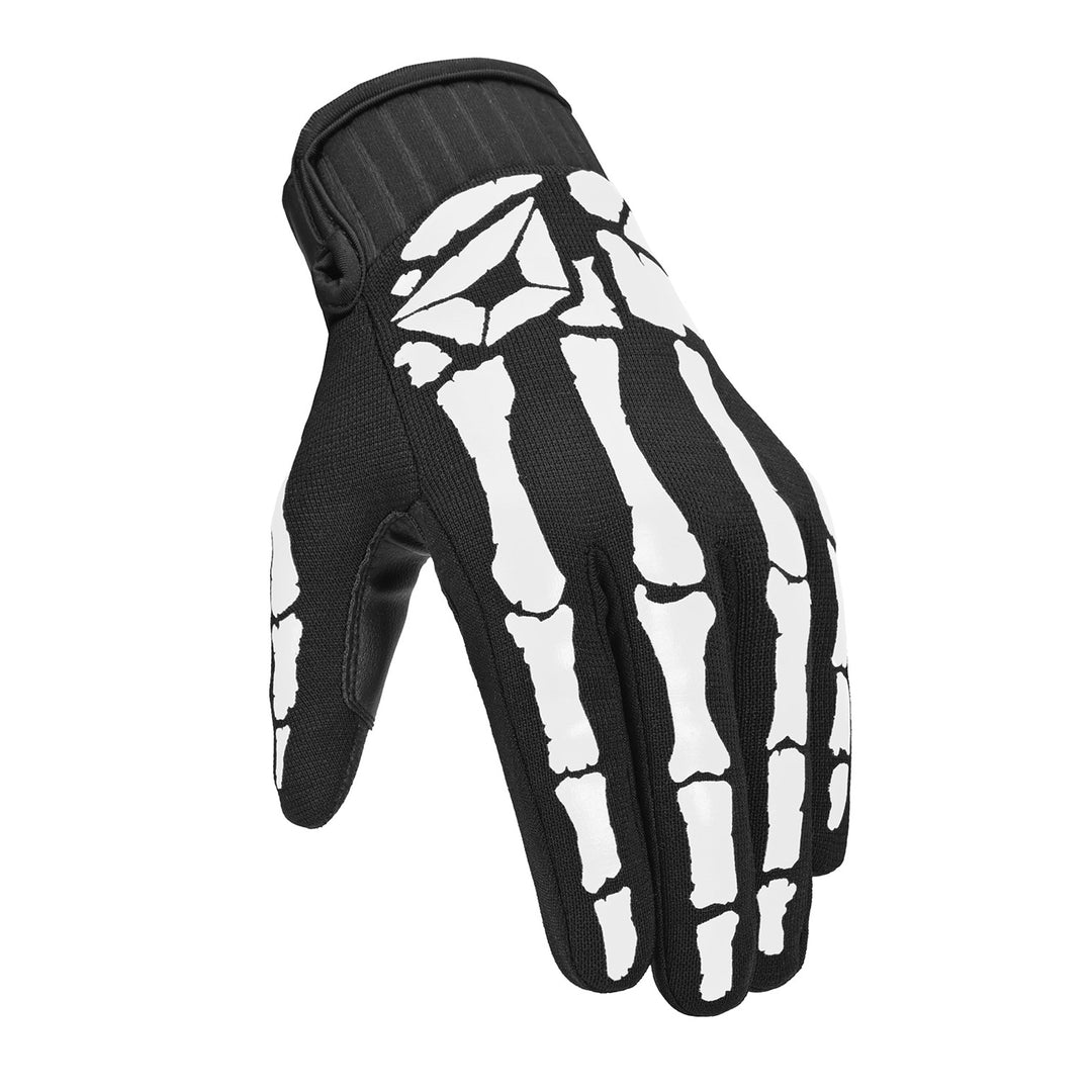Cortech Standard Issue Bones Gloves Black/White - Angled Back of Hand View