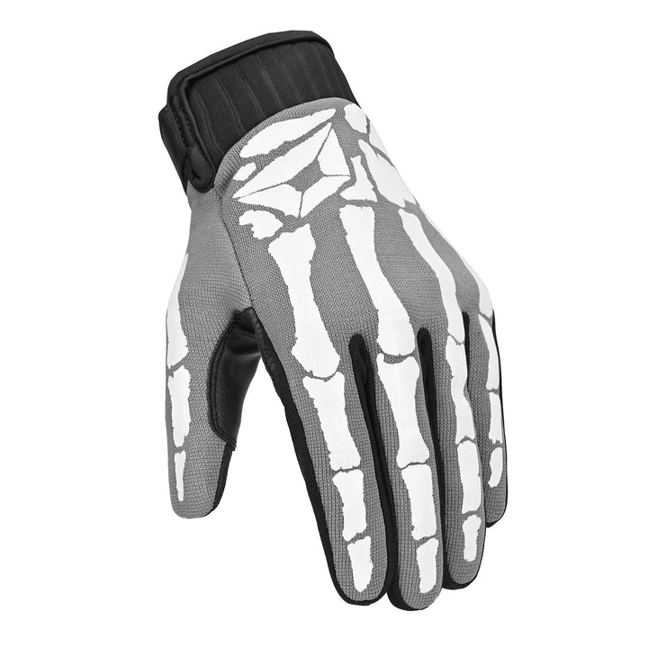 Cortech Standard Issue Bones Gloves Grey/White - Angled Back of Hand View