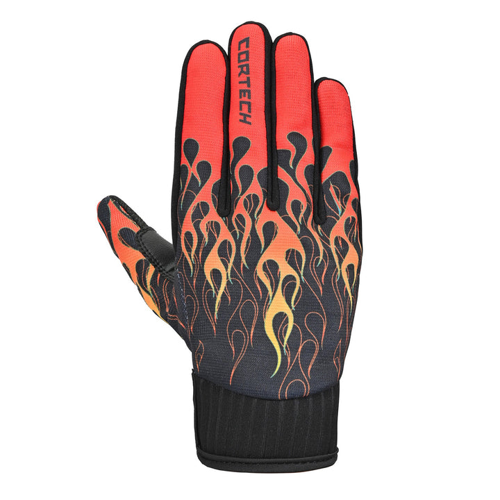 Cortech Standard Issue Flame Gloves Flames - Back of Hand View