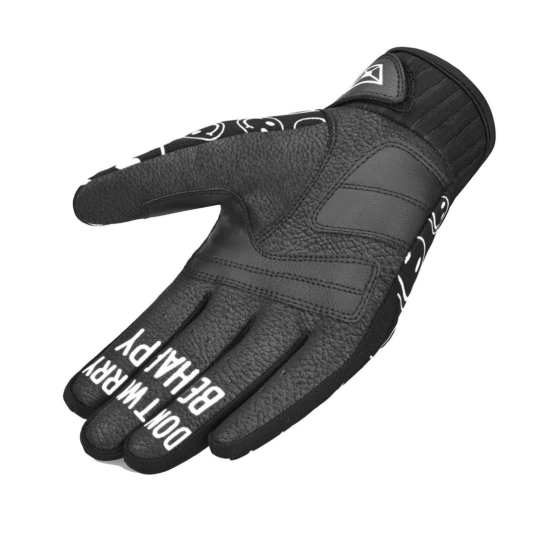 Cortech Standard Issue Happy Faces Gloves Black/White - Angled Palm View