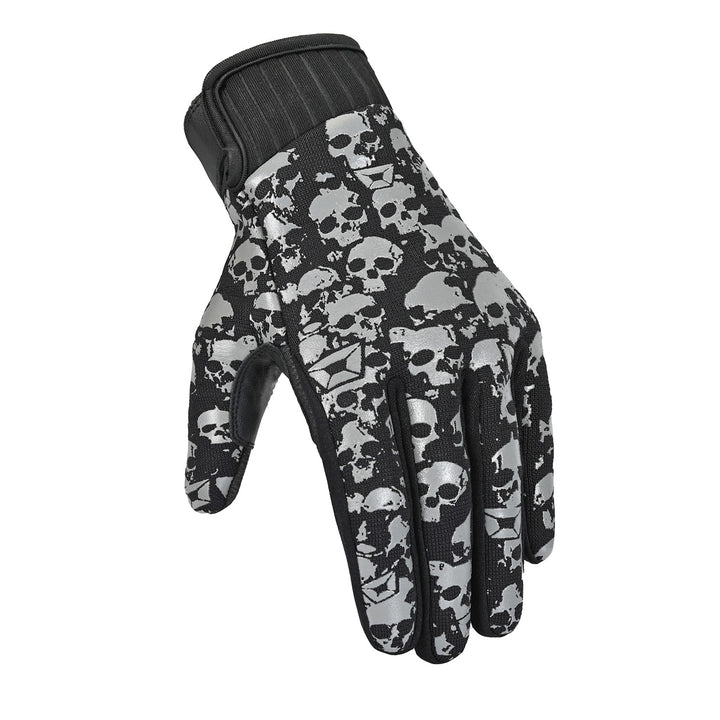 Cortech Standard Issue Skull Gloves Skulls - Angled Back of Hand View