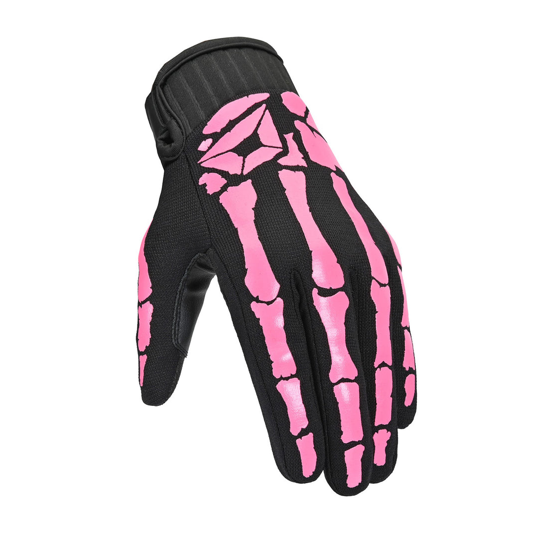 Cortech Women's Standard Issue Bones Gloves Black/Pink - Angled Back of Hand View