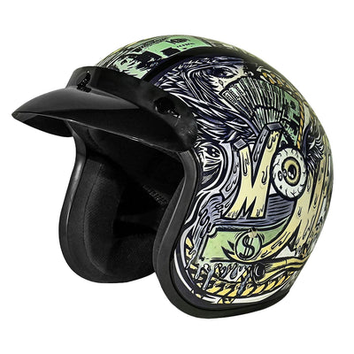 Daytona Helmets D.O.T. Cruiser Helmet - Money - Front Side View