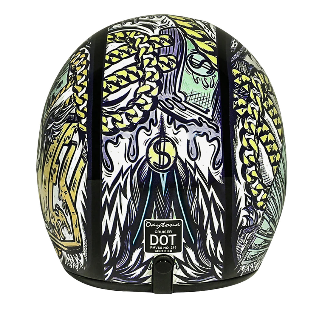 Daytona Helmets D.O.T. Cruiser Helmet - Money - Rear View