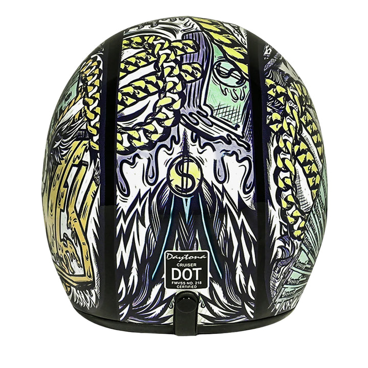 Daytona Helmets D.O.T. Cruiser Helmet - Money - Rear View