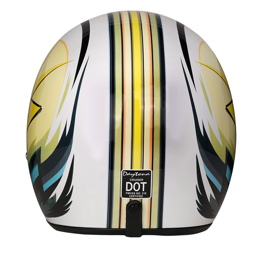 Daytona Helmets D.O.T. Cruiser Helmet - Lightning - Rear View