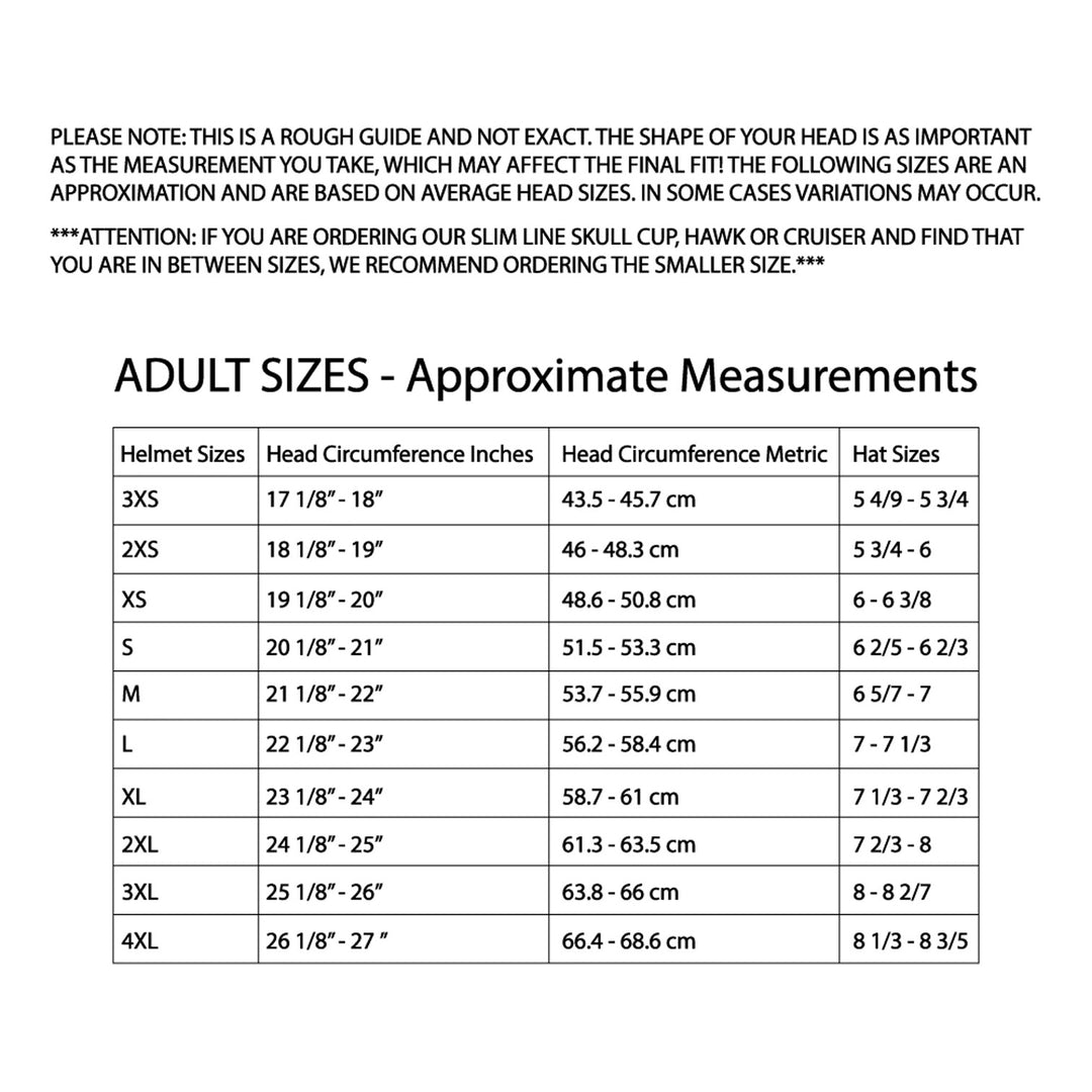 Daytona Helmets D.O.T. Cruiser Helmet - Lightning - Size Chart