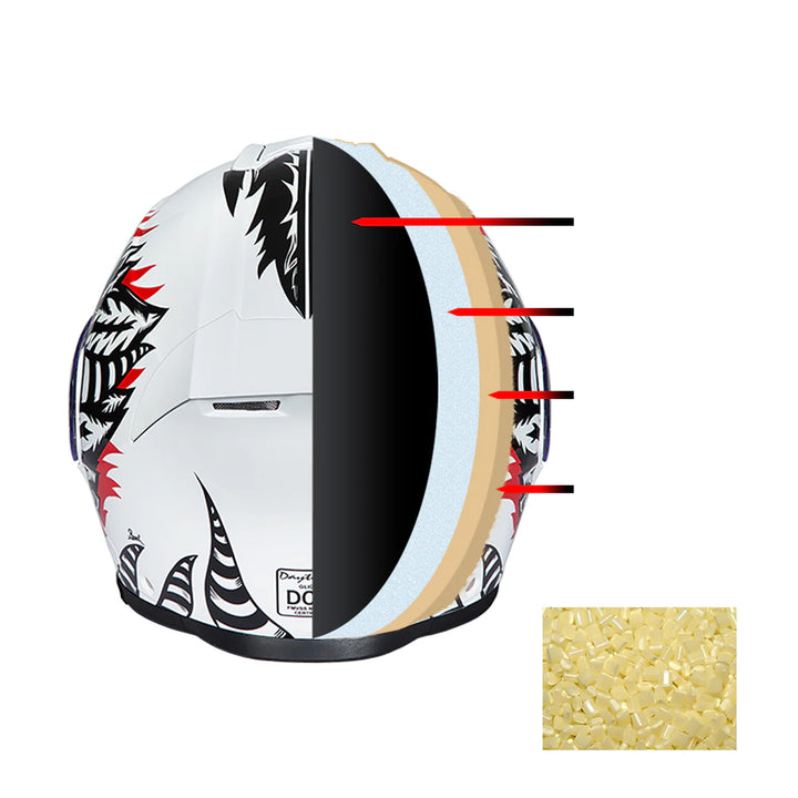 Daytona Helmets D.O.T. Glide Helmet - Phoenix - Rear View with X-Ray into Interior Layers