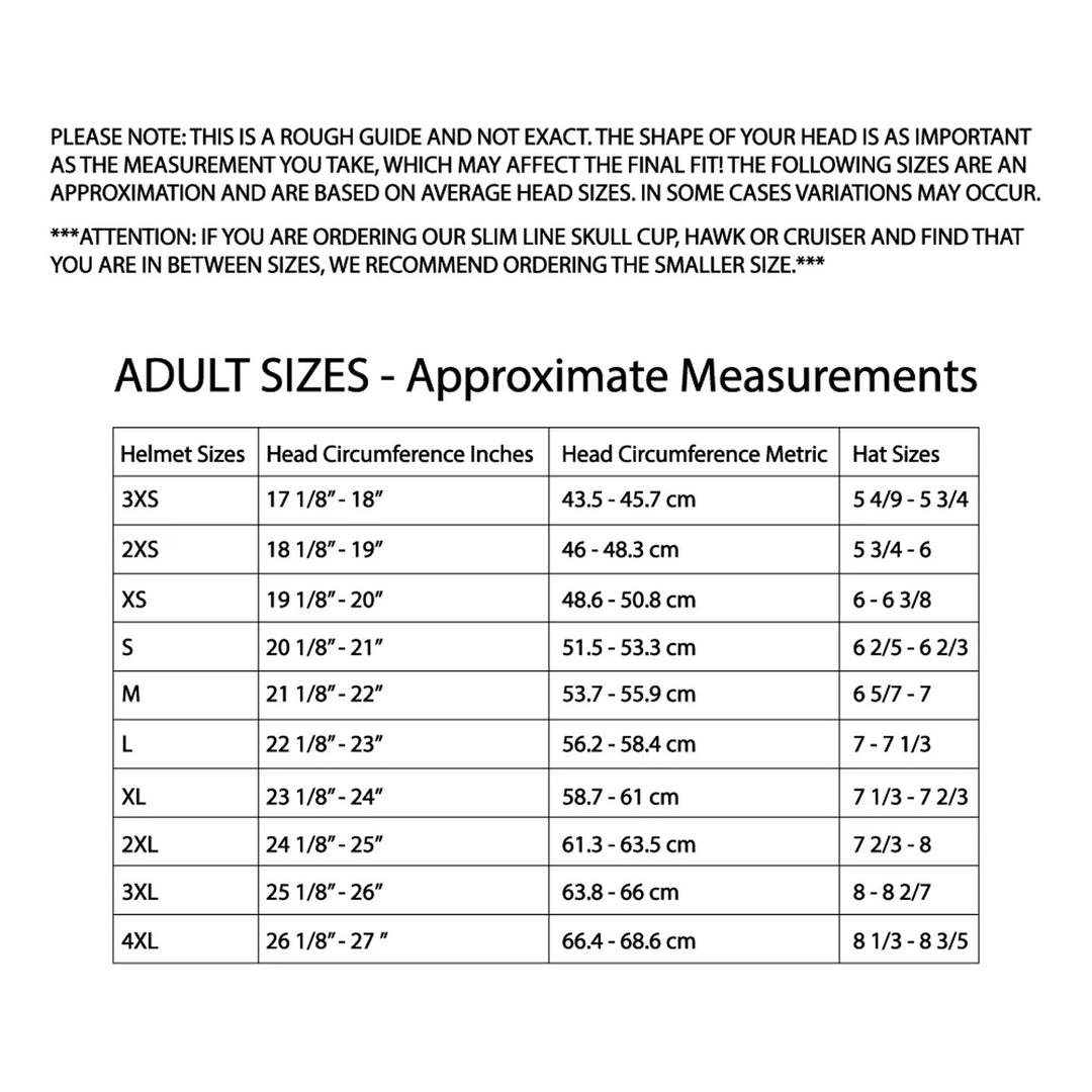Daytona Helmets D.O.T. Glide Helmet - Liberty - Size Chart