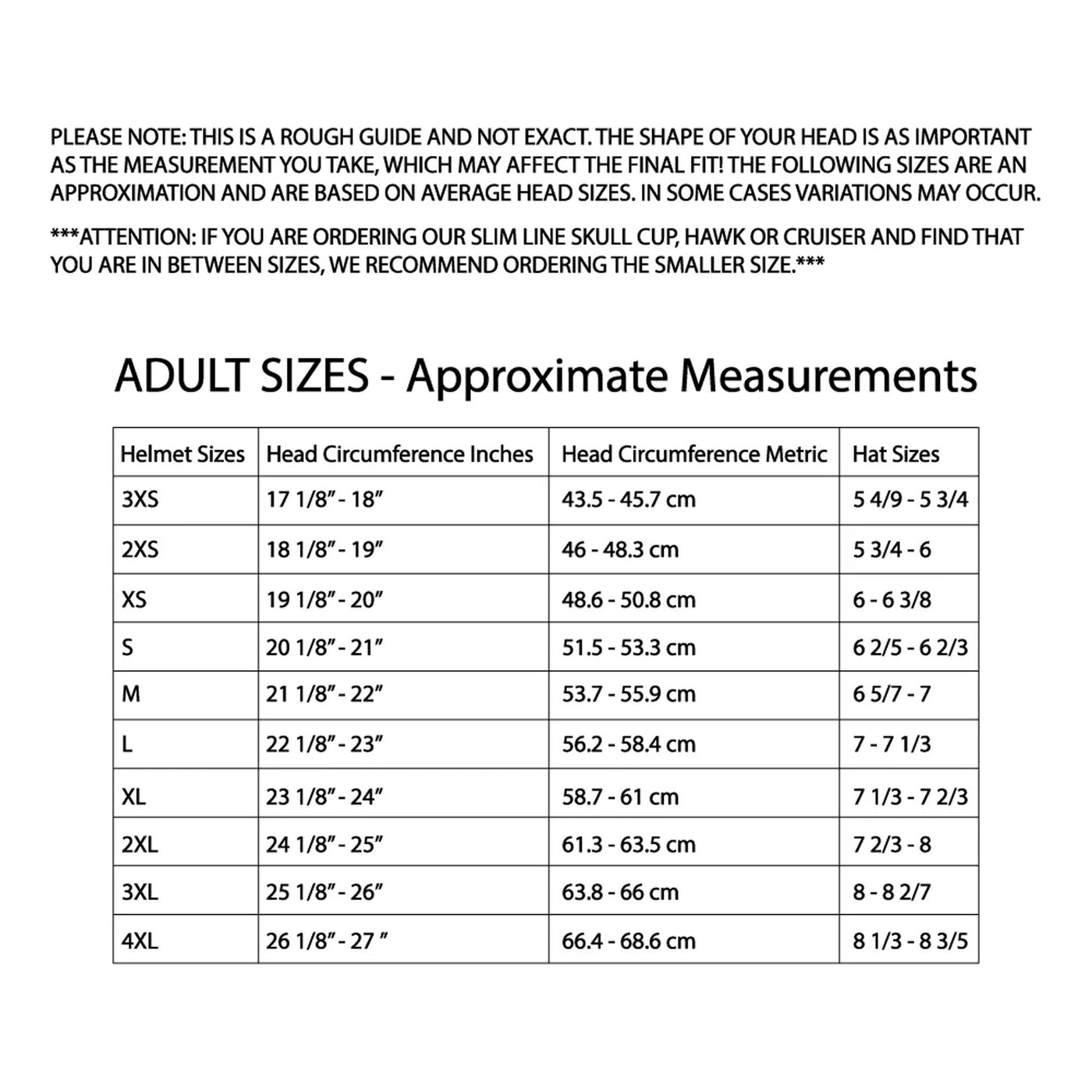 Daytona Helmets D.O.T. Glide Helmet - Liberty - Size Chart