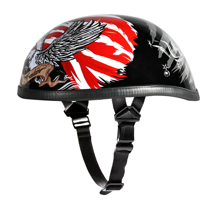 Daytona Helmets Novelty Eagle - Freedom 2.0 - Front Left Side View with Chin Strap Hanging Down