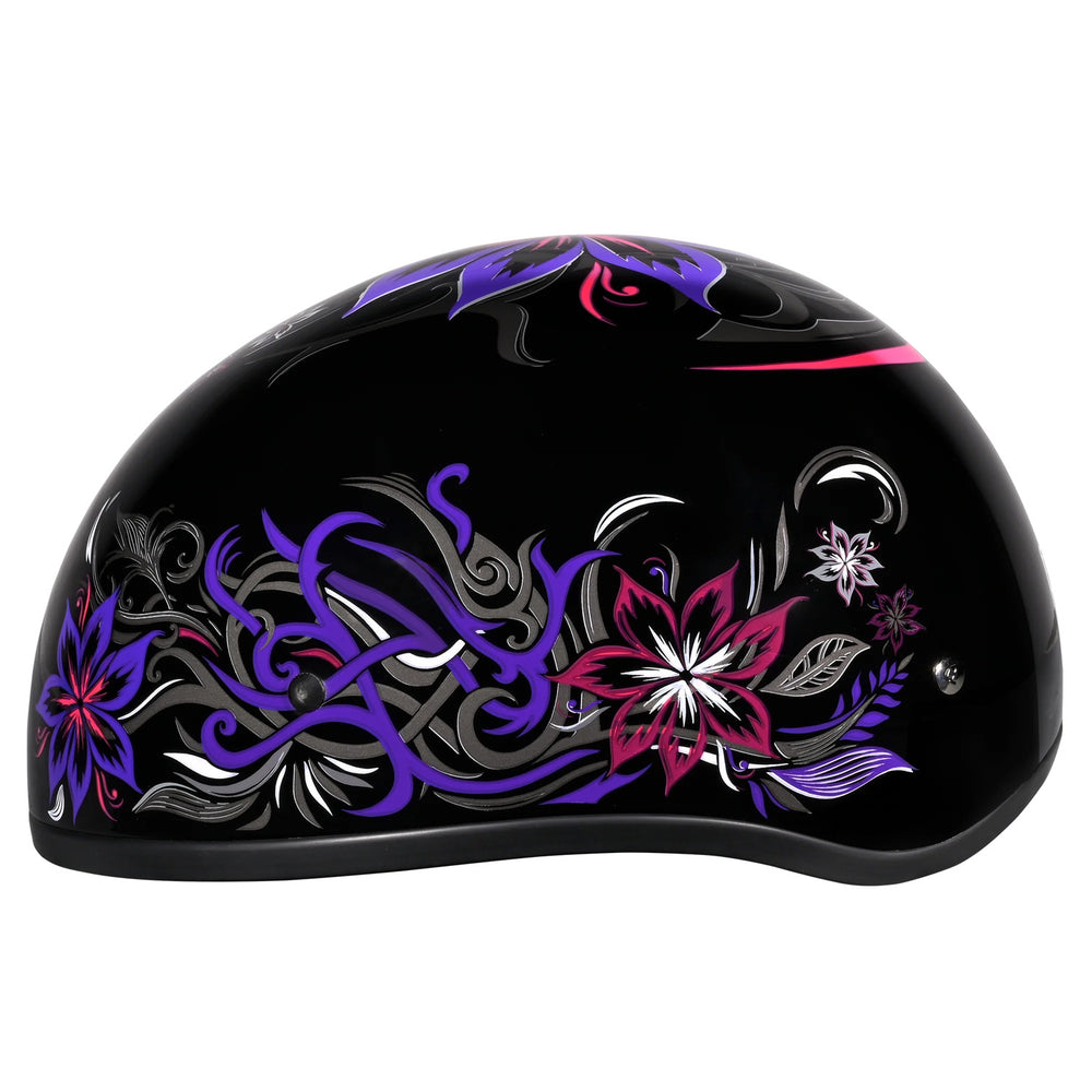 Daytona Helmets D.O.T. Skull Cap - Flowers - Left Side View