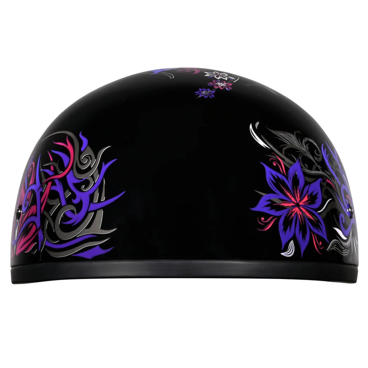 Daytona Helmets D.O.T. Skull Cap - Flowers - Front View