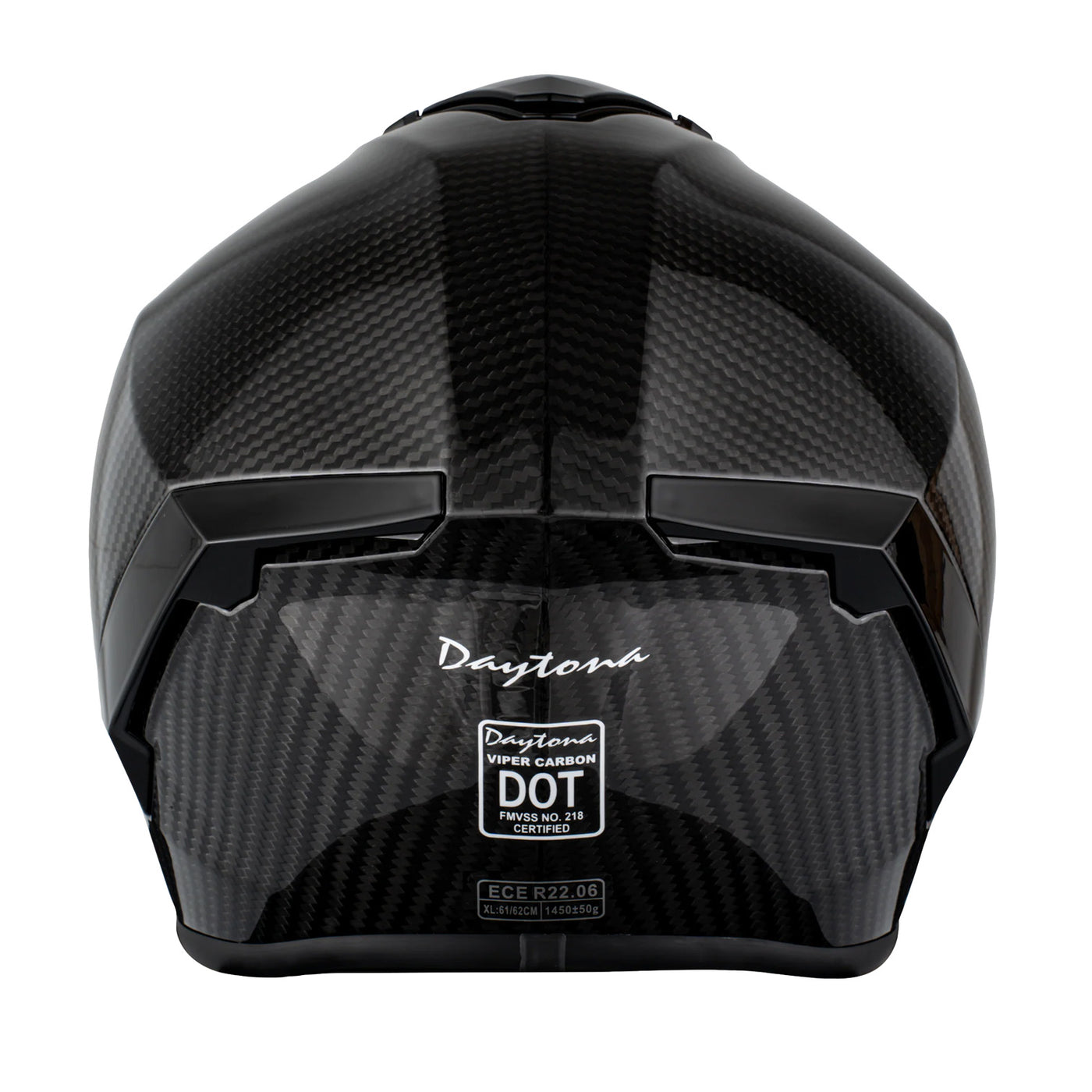 Daytona Helmet D.O.T. & ECE Viper Helmet - Grey Carbon Fiber - Rear View