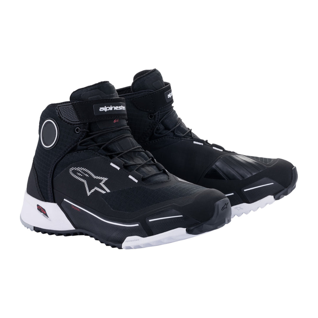 Alpinestars CR-X DRYSTAR® Riding Shoes Black/White - Front Side View of Pair