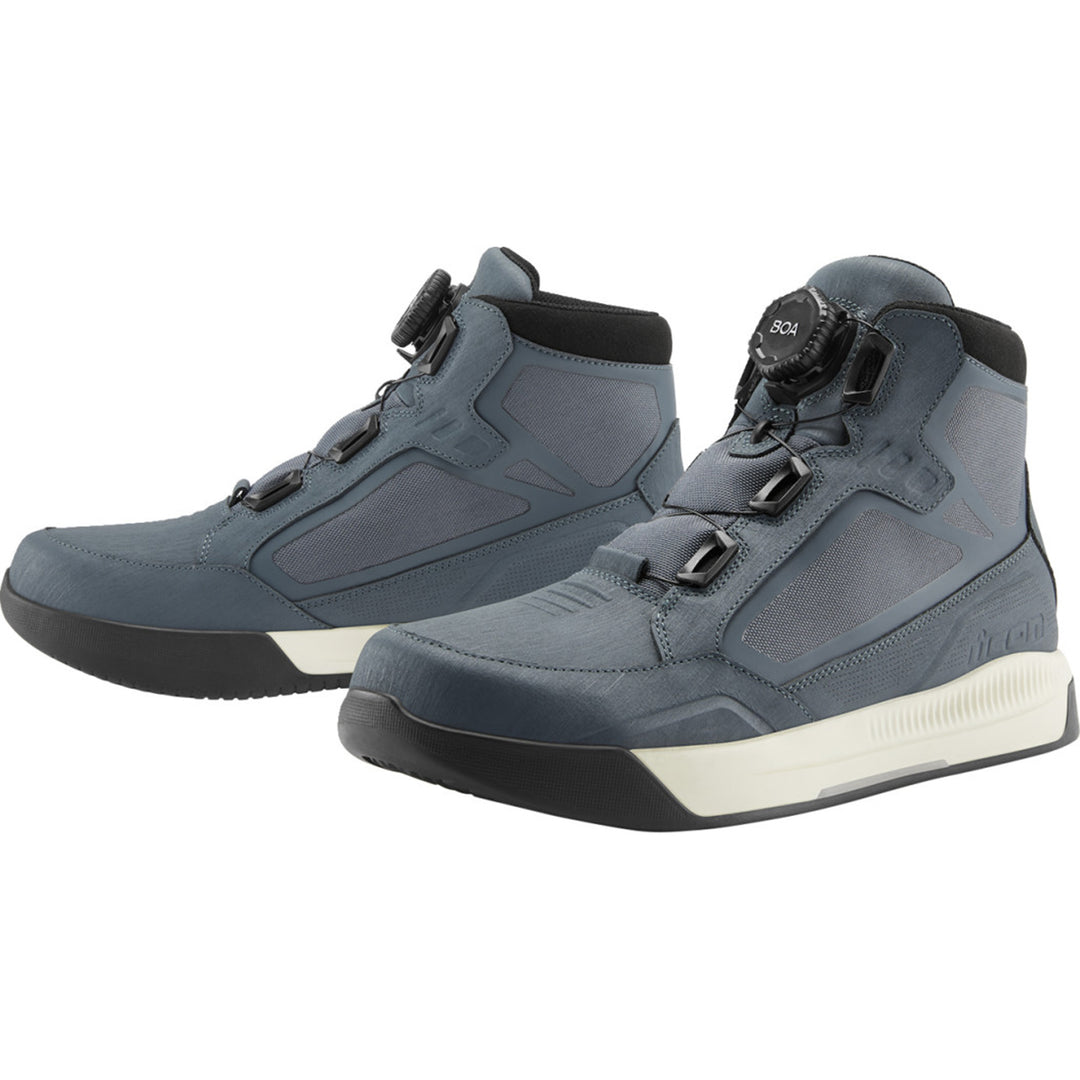 ICON Patrol 3 Waterproof Boots Grey - Front Side View of Pair