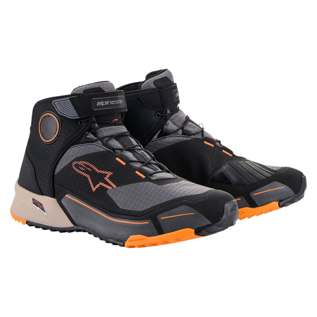 Alpinestars CR-X DRYSTAR® Riding Shoes Black/Brown/Orange - Front Side View of Pair