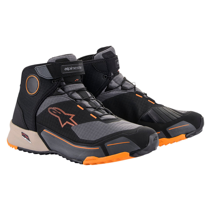 Alpinestars CR-X DRYSTAR® Riding Shoes Black/Brown/Orange - Front Side View of Pair