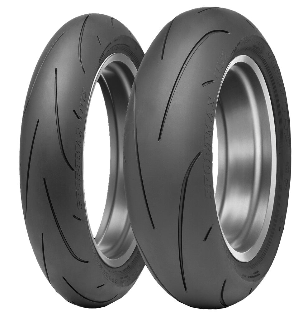 Dunlop Sportmax Q5S Tire - Angled Side View of Front and Rear