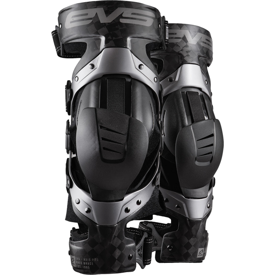 EVS Axis Pro Knee Brace Black/Grey - Front View of Pair