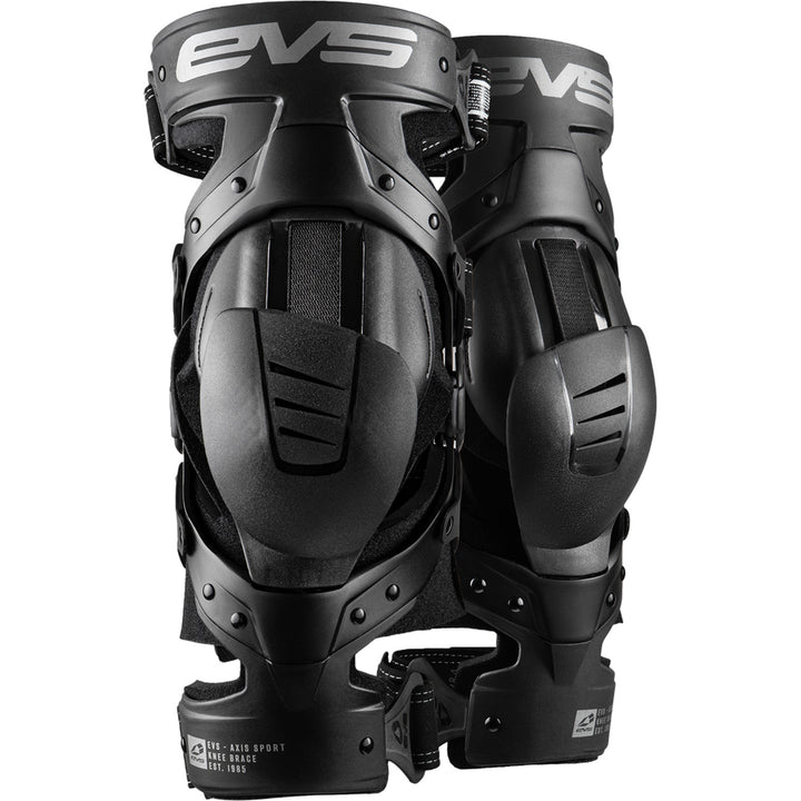 EVS Axis Sport Knee Brace Black/Black/Grey - Front View of Pair