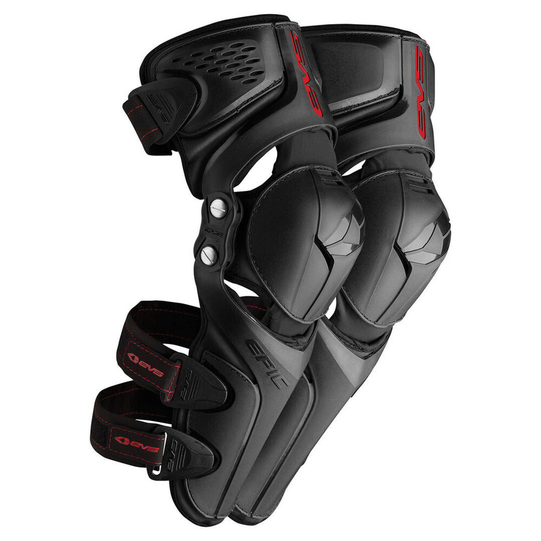 EVS Epic Knee/Shin Guard Black - Front Side View of Pair