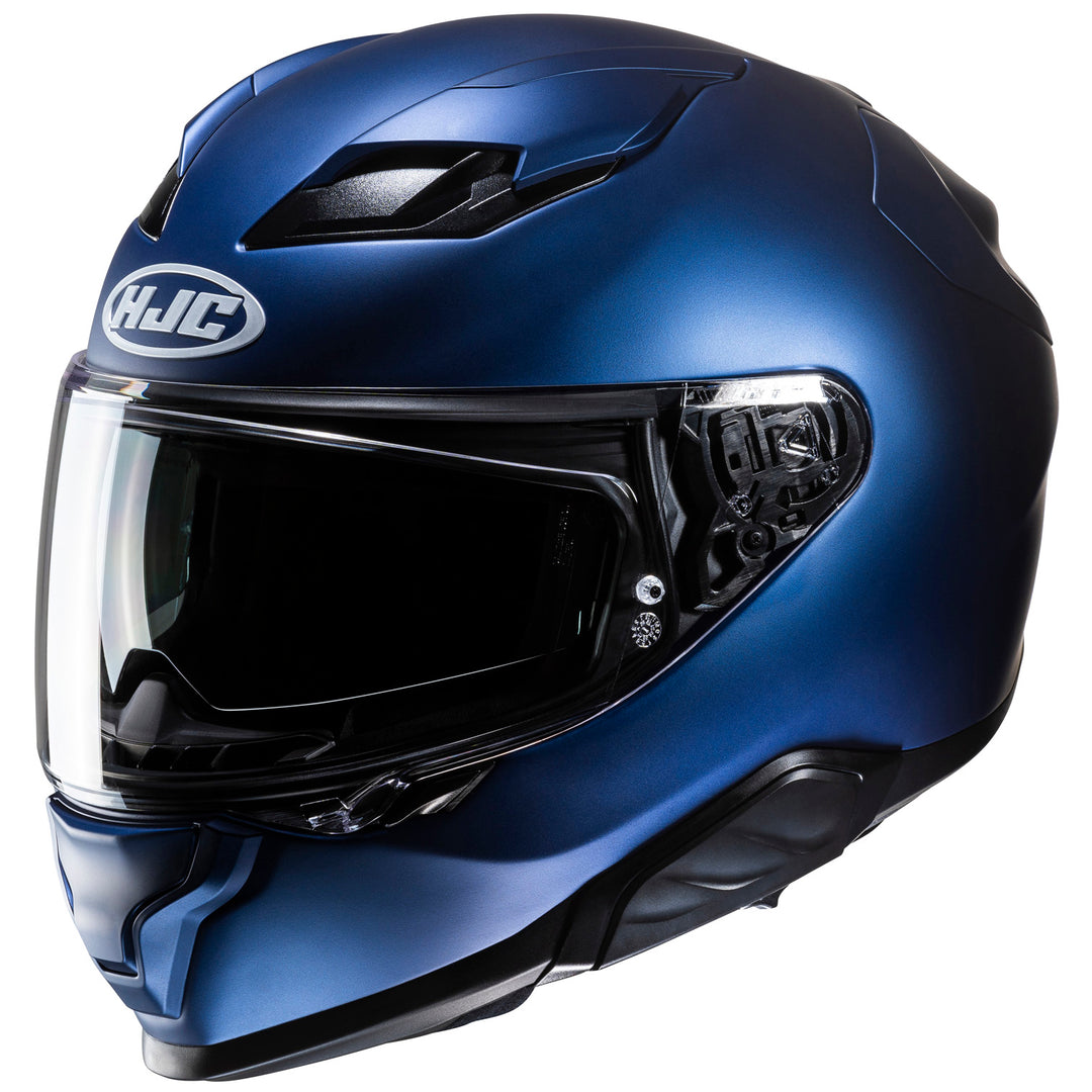 HJC F71 Solid Helmet Semi-Flat Metallic Blue - Front Side View