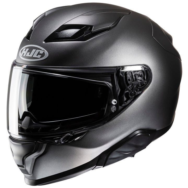 HJC F71 Solid Helmet Semi-Flat Titanium - Front Side View