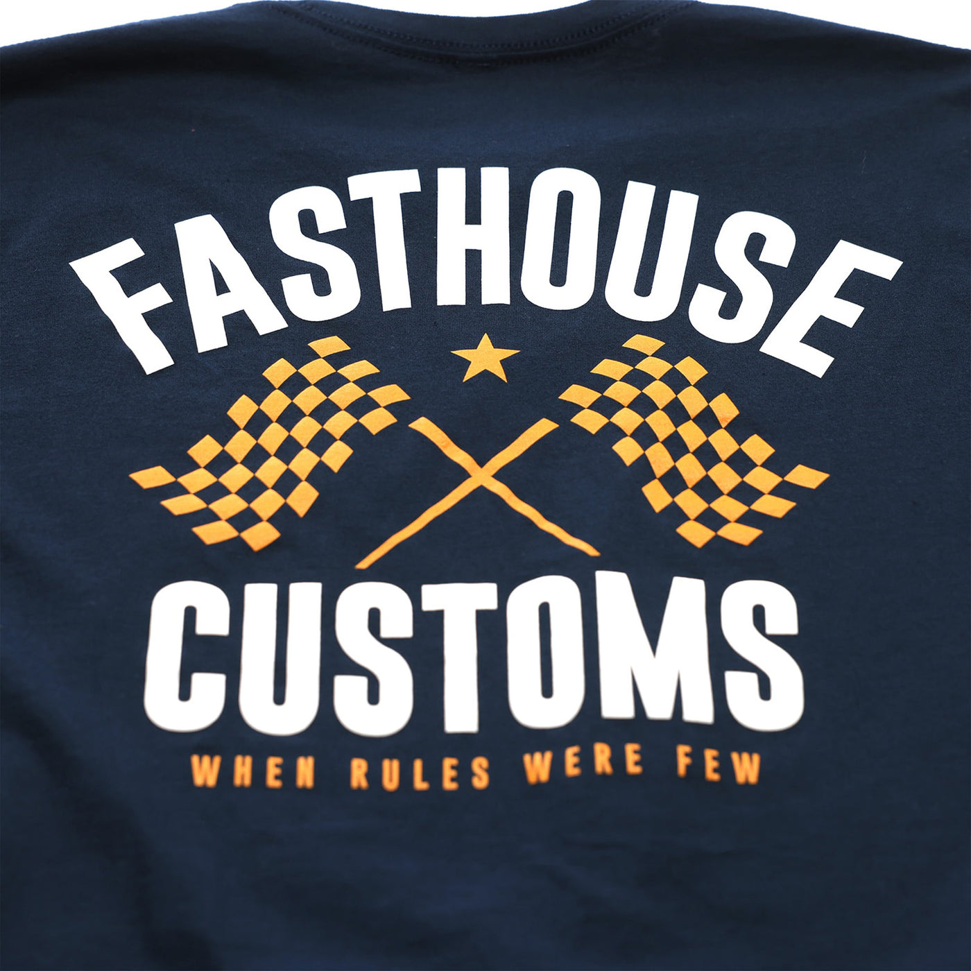 Fasthouse 68 Trick Tee Navy - Close-Up of Graphic on Back