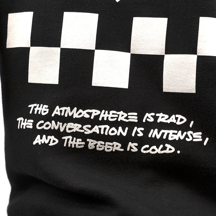 Fasthouse 805 Atmosphere Hooded Pullover Black - Close-Up of Bottom of Back Graphic