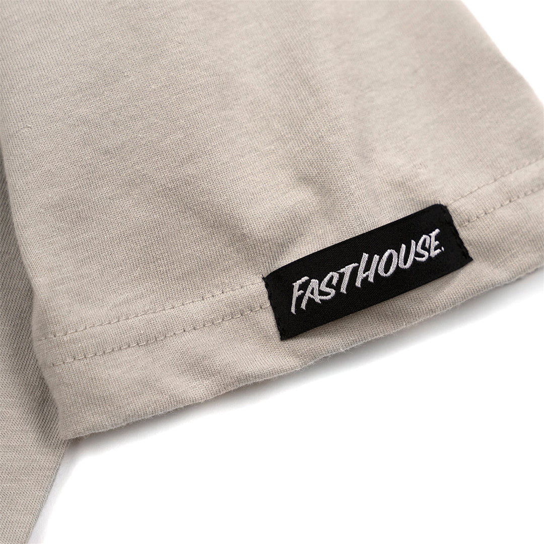 Fasthouse 805 Atmosphere Tee Light Gray - Close-Up of Logo Sewn into Hem