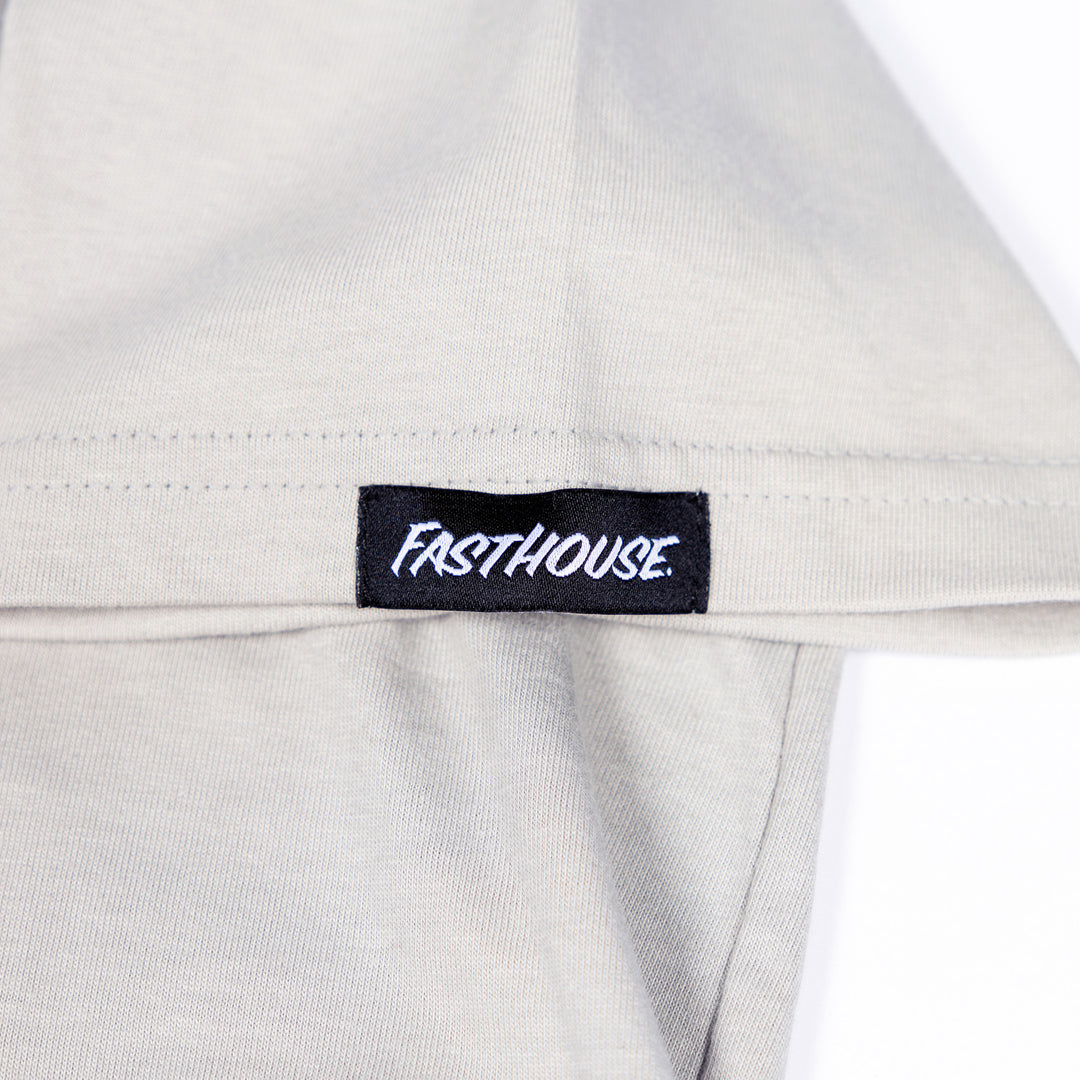 Fasthouse 805 Bond Midweight SS Tee Gray - Close-Up of Logo Tag Sewn on Sleeve