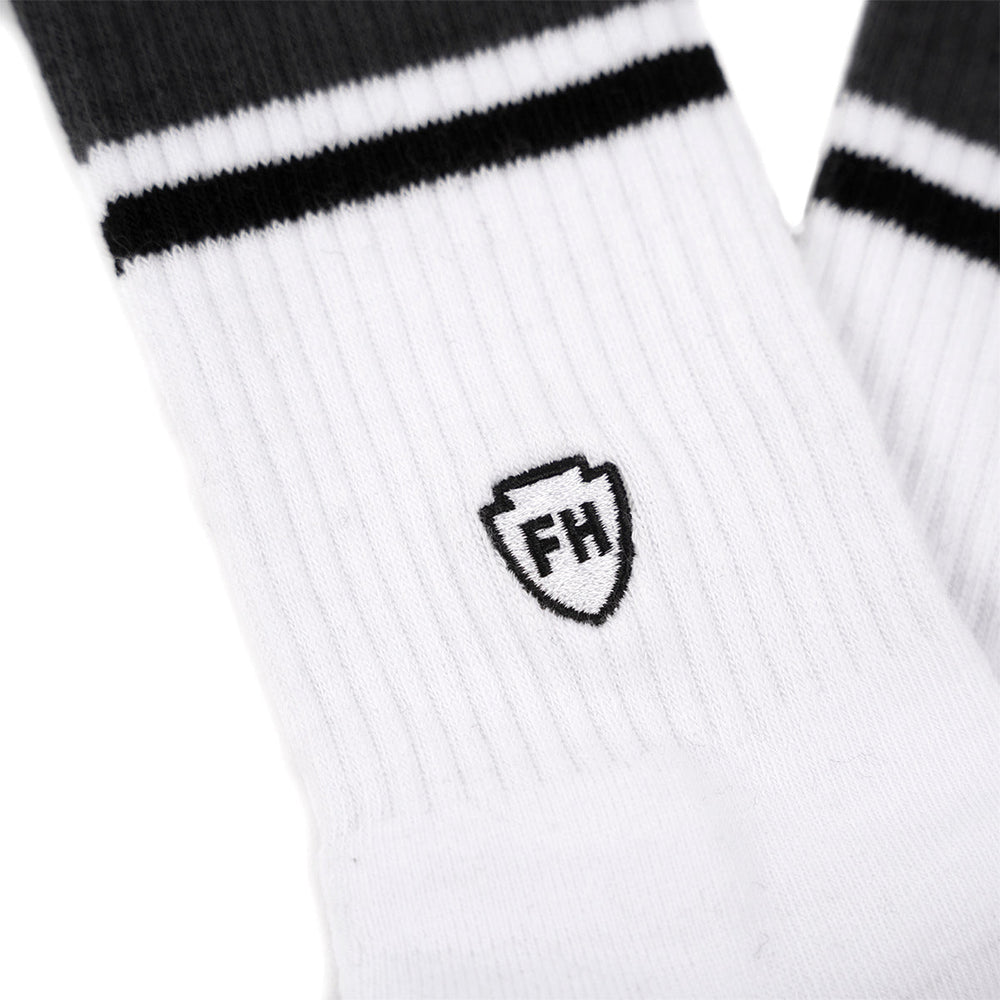 Fasthouse 805 Brew Sock Black/White - Close-Up of FH Logo