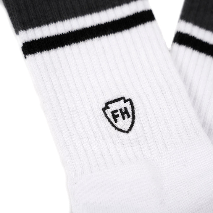 Fasthouse 805 Brew Sock Black/White - Close-Up of FH Logo