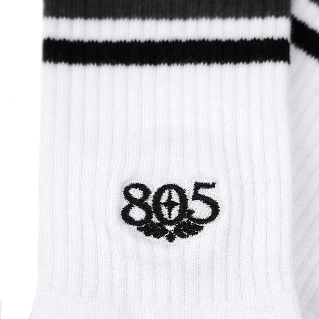 Fasthouse 805 Brew Sock Black/White - Close-Up of 805 Logo