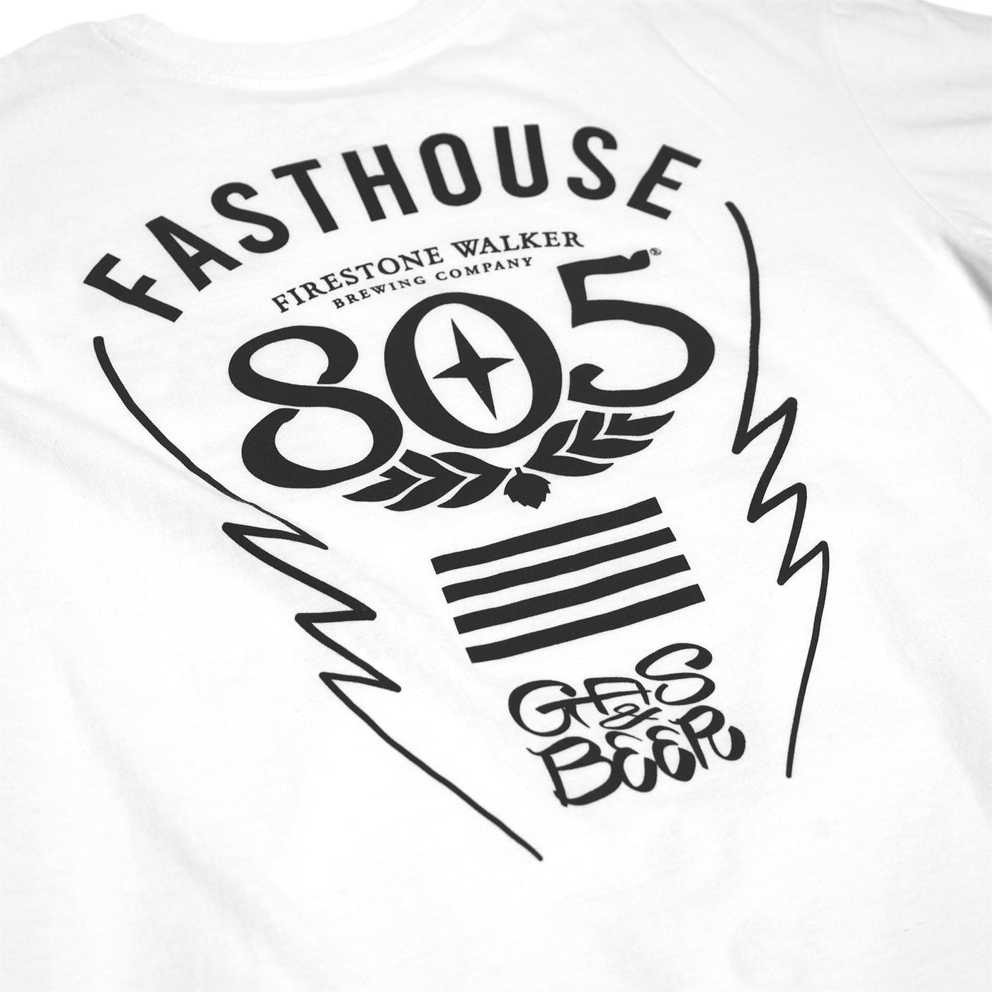 Fasthouse 805 Crew Time SS Tee White - Close-Up of Graphic on Back