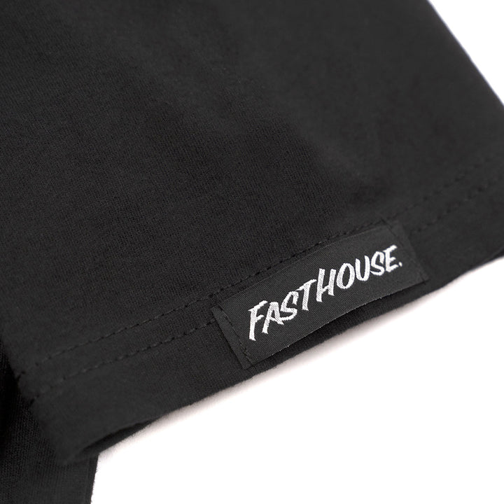 Fasthouse 805 Dawn Patrol Tee Black - Close-Up of Logo Sewn into Hem
